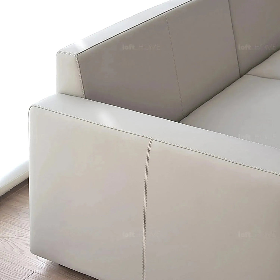Minimalist fabric 3 seater sofa white in panoramic view.