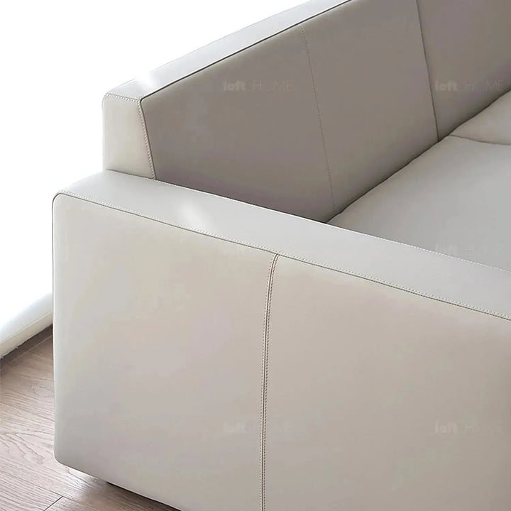 Minimalist fabric 3 seater sofa white in panoramic view.