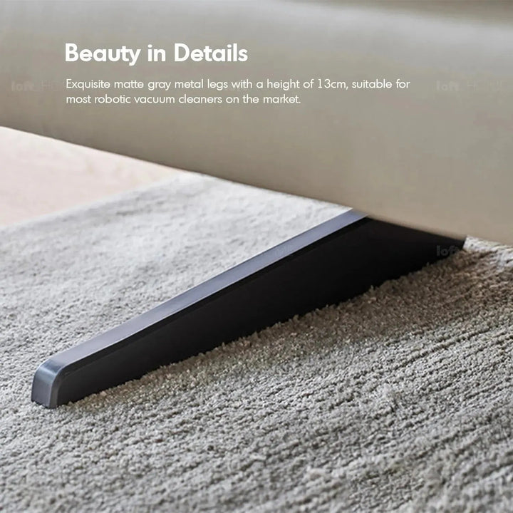 Minimalist fabric 3.5 seater sofa bologna in close up details.