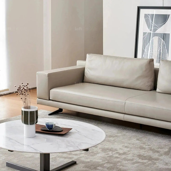 Minimalist fabric 3.5 seater sofa bologna in still life.