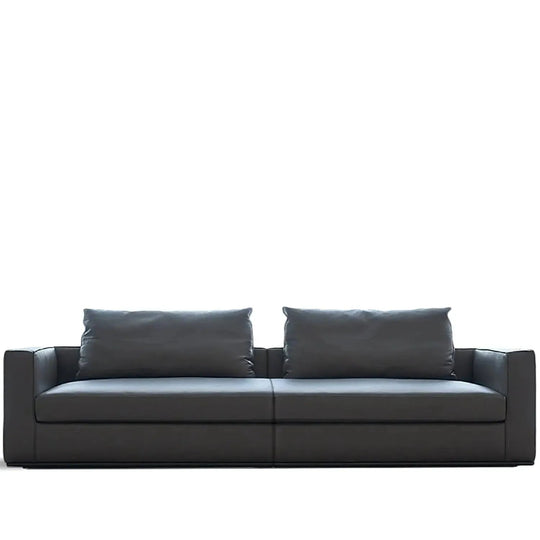 Minimalist fabric 3.5 seater sofa como in white background.