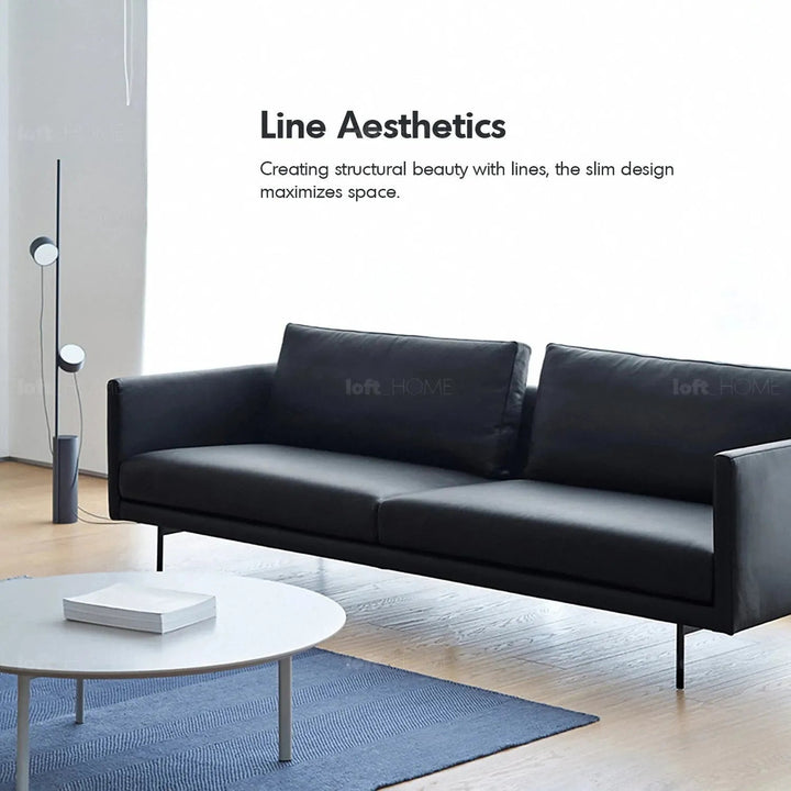 Minimalist fabric 3.5 seater sofa rina with context.