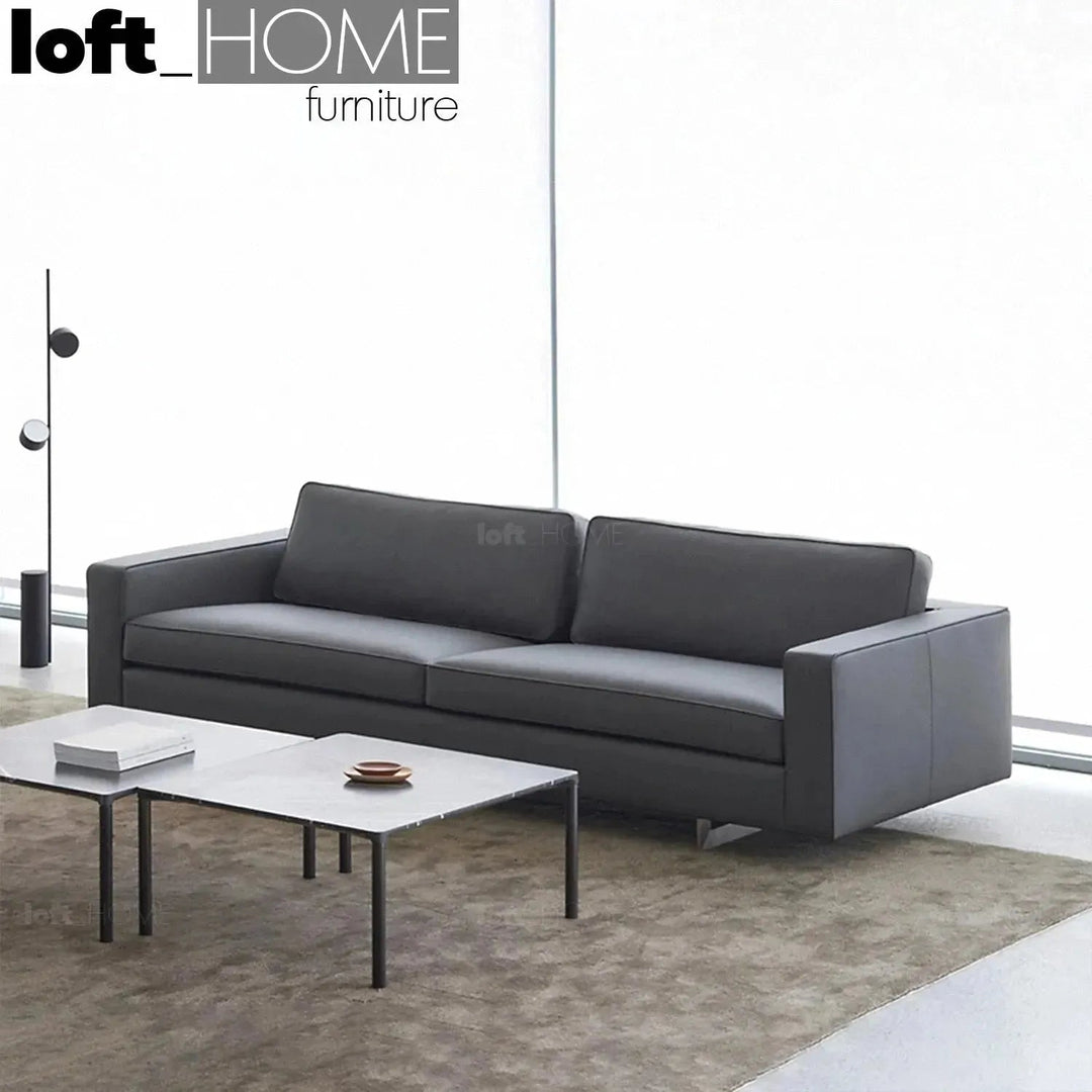 Minimalist fabric 3.5 seater sofa vemb primary product view.