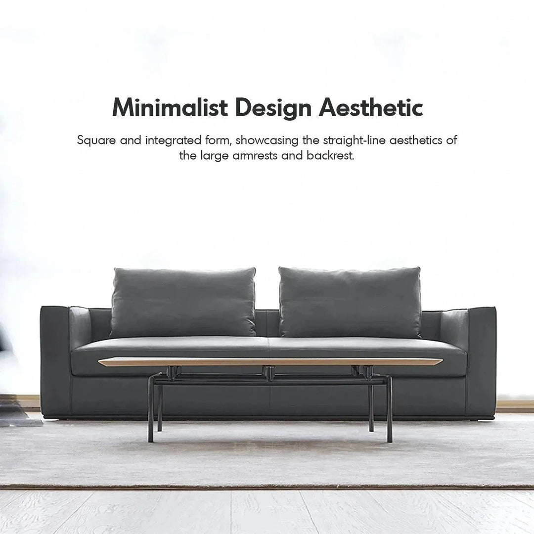 Minimalist fabric 4 seater sofa como with context.
