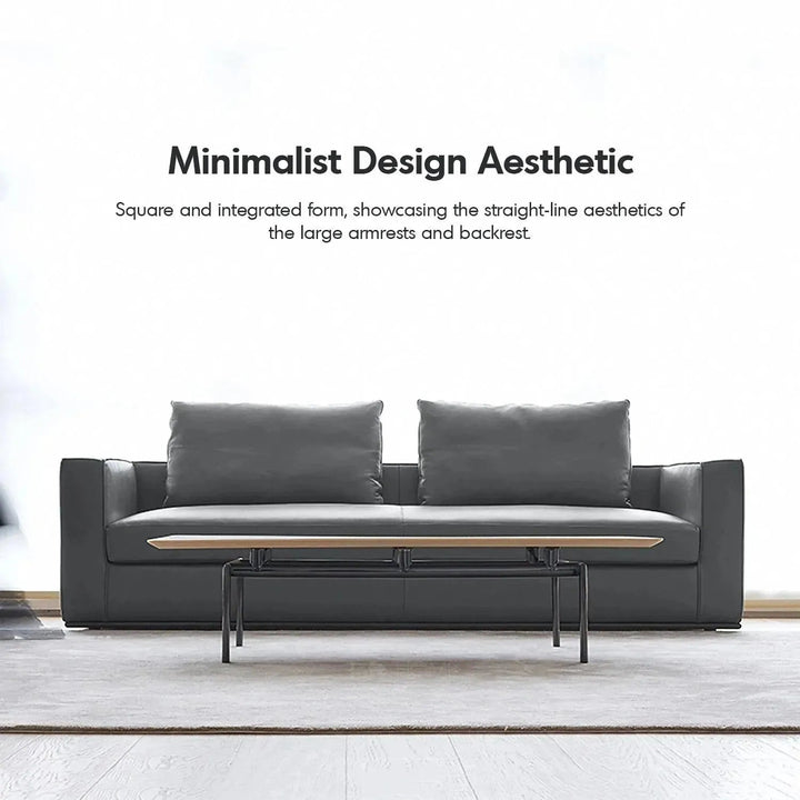 Minimalist fabric 4 seater sofa como with context.