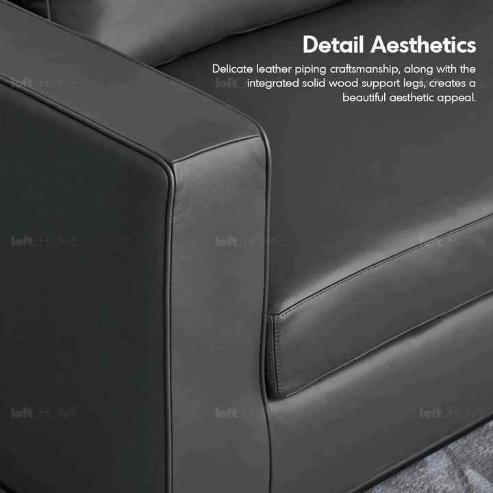Minimalist fabric 4 seater sofa como in close up details.