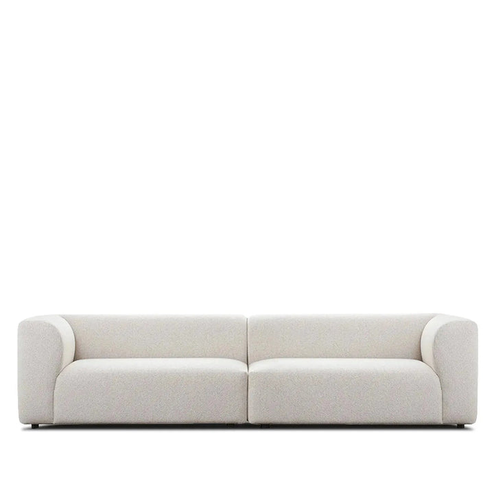 Minimalist fabric 4 seater sofa flower in white background.