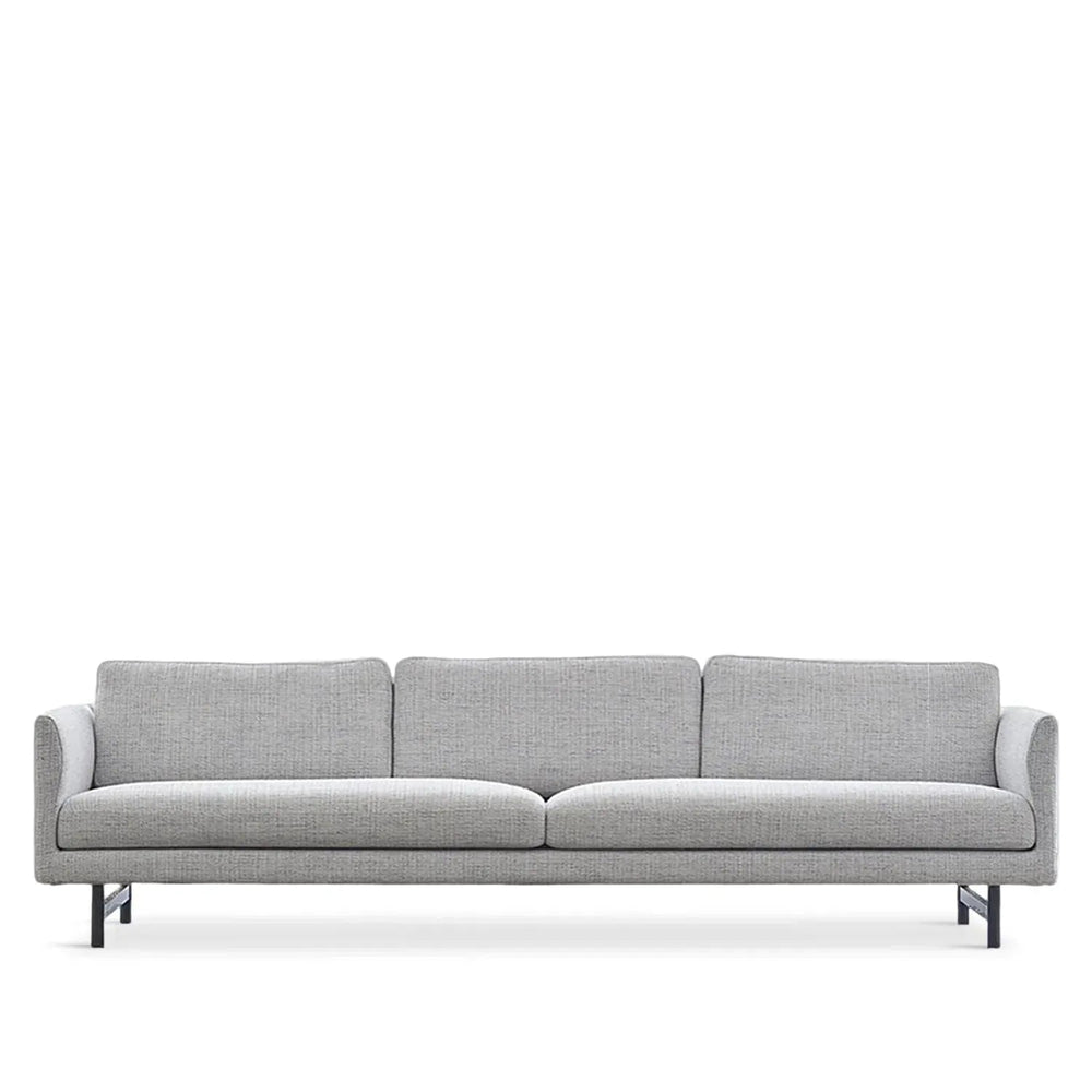 Minimalist fabric 4 seater sofa nor in white background.