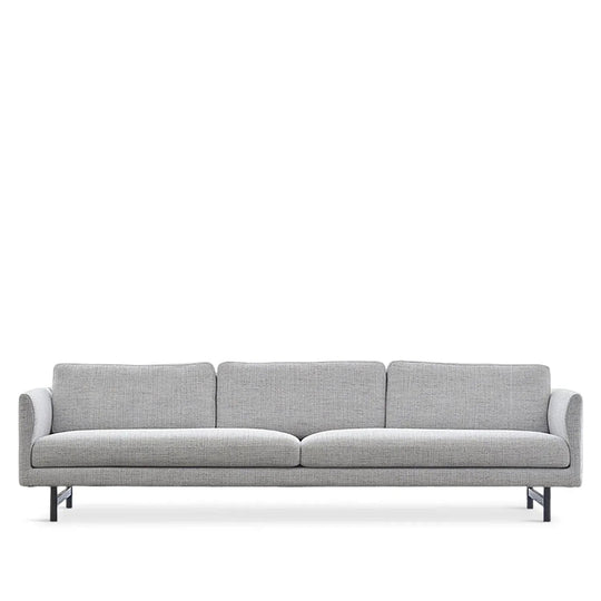 Minimalist fabric 4 seater sofa nor in white background.