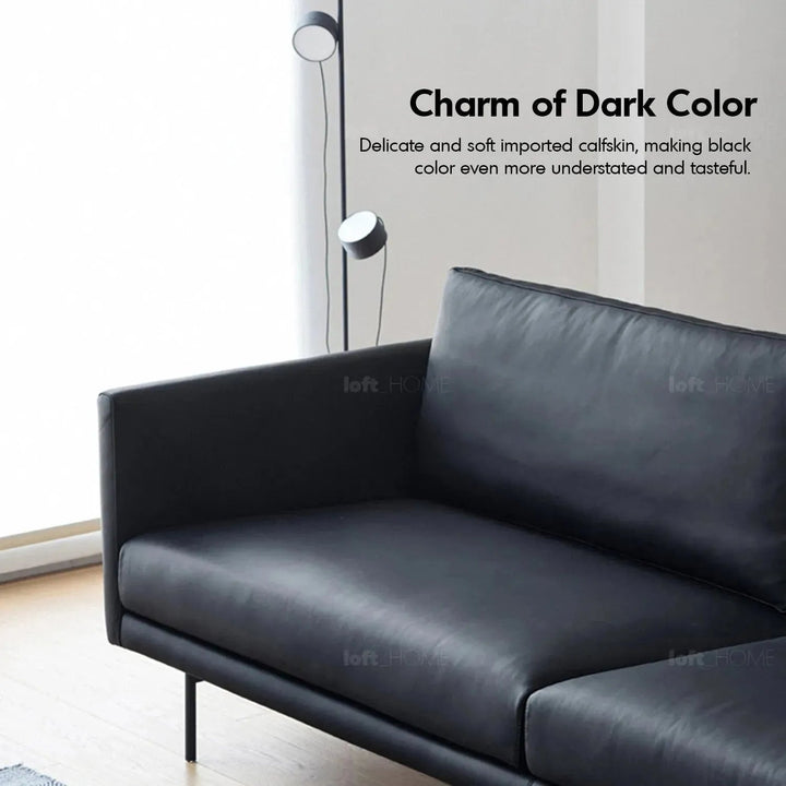 Minimalist fabric 4 seater sofa rina in close up details.