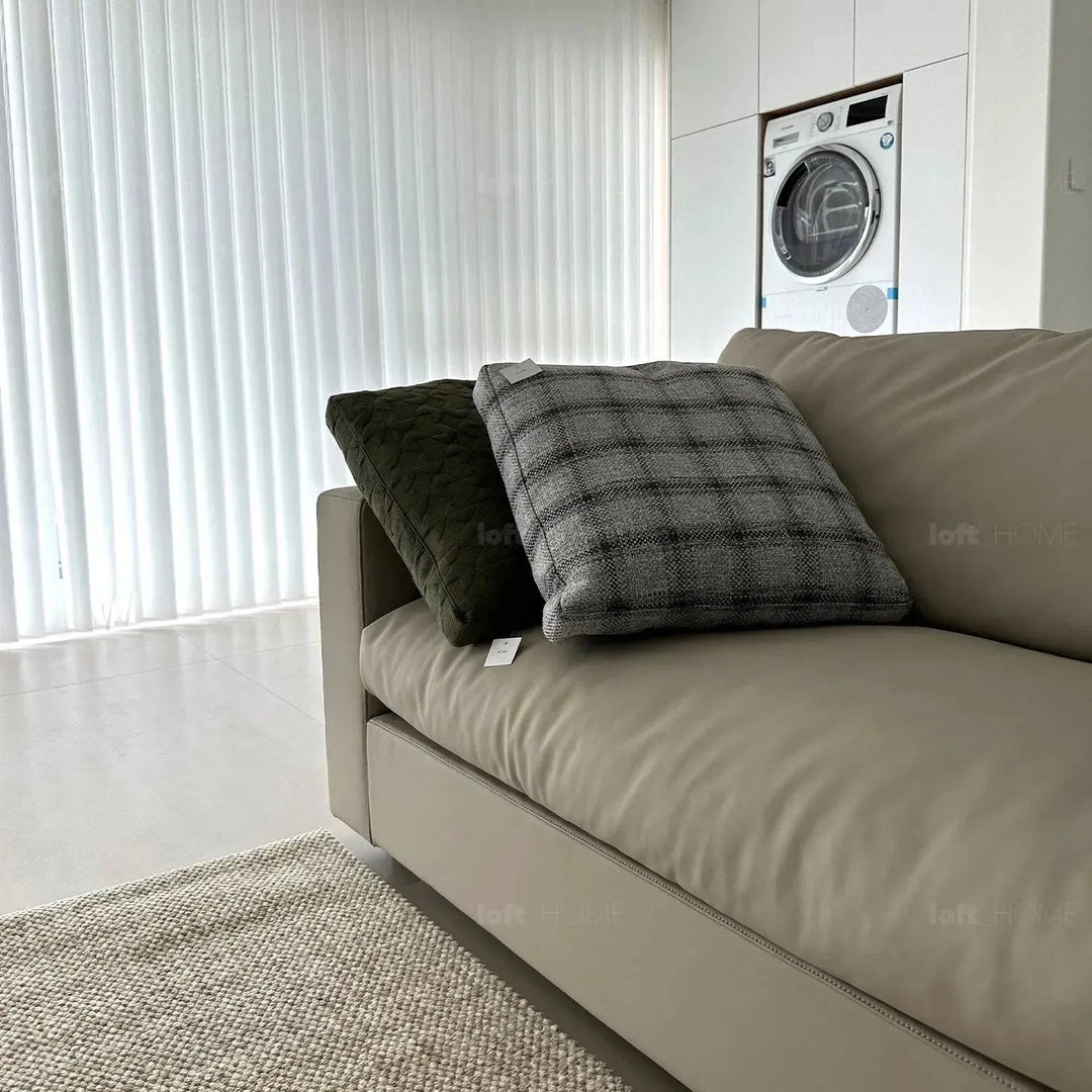Minimalist fabric 4 seater sofa white environmental situation.