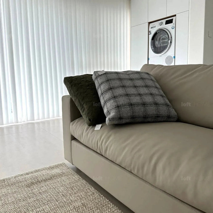 Minimalist fabric 4 seater sofa white environmental situation.