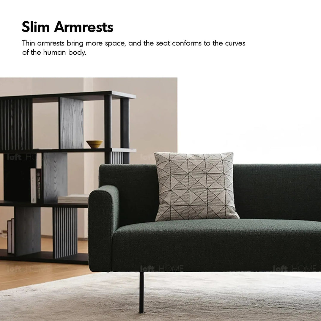 Minimalist fabric 4.5 seater sofa ann with context.