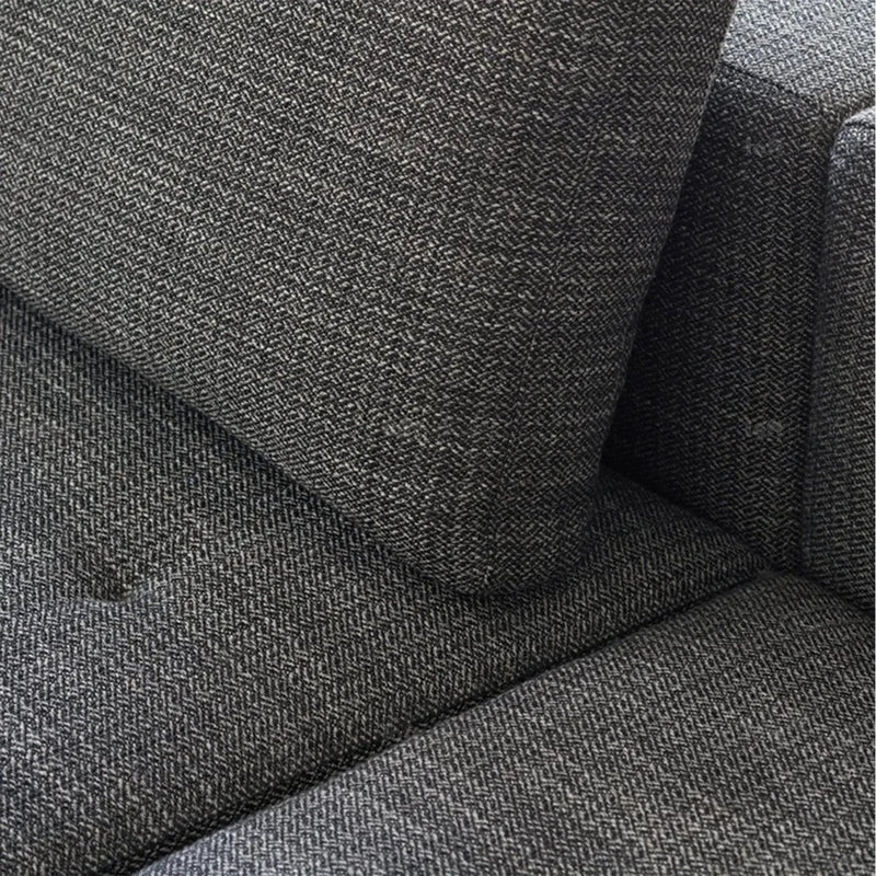 Minimalist fabric 4.5 seater sofa bri in panoramic view.
