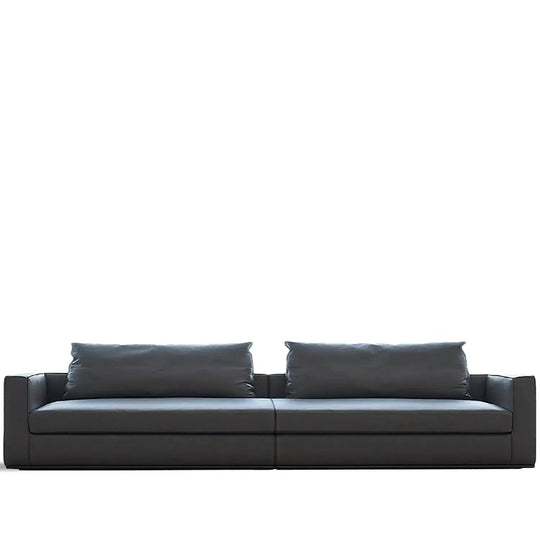 Minimalist fabric 4.5 seater sofa como in white background.