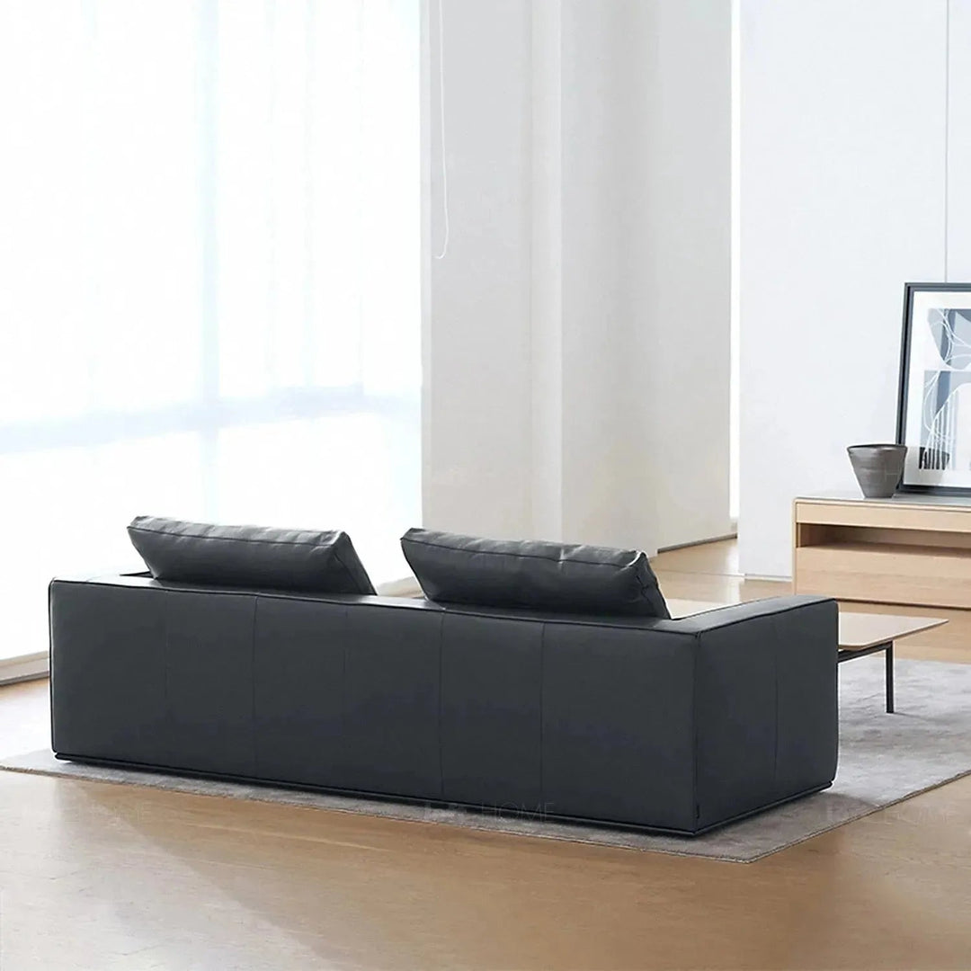 Minimalist fabric 4.5 seater sofa como in panoramic view.