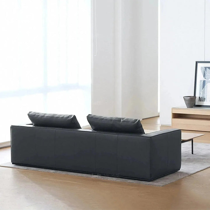 Minimalist fabric 4.5 seater sofa como in panoramic view.