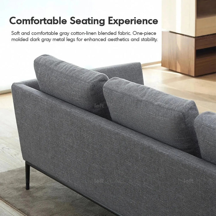 Minimalist fabric 4.5 seater sofa grace in close up details.