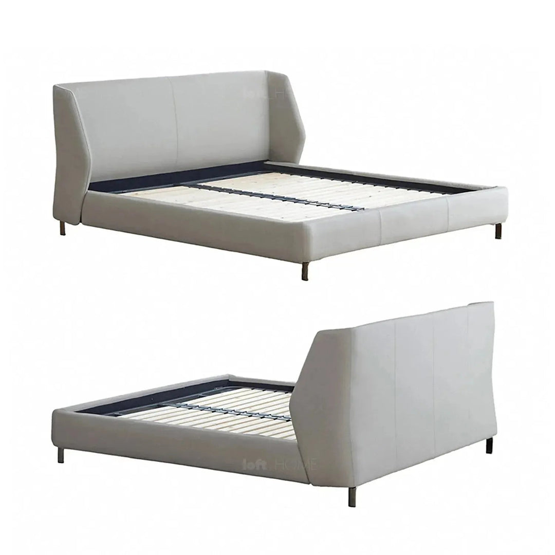 Minimalist fabric bed cygnus in details.