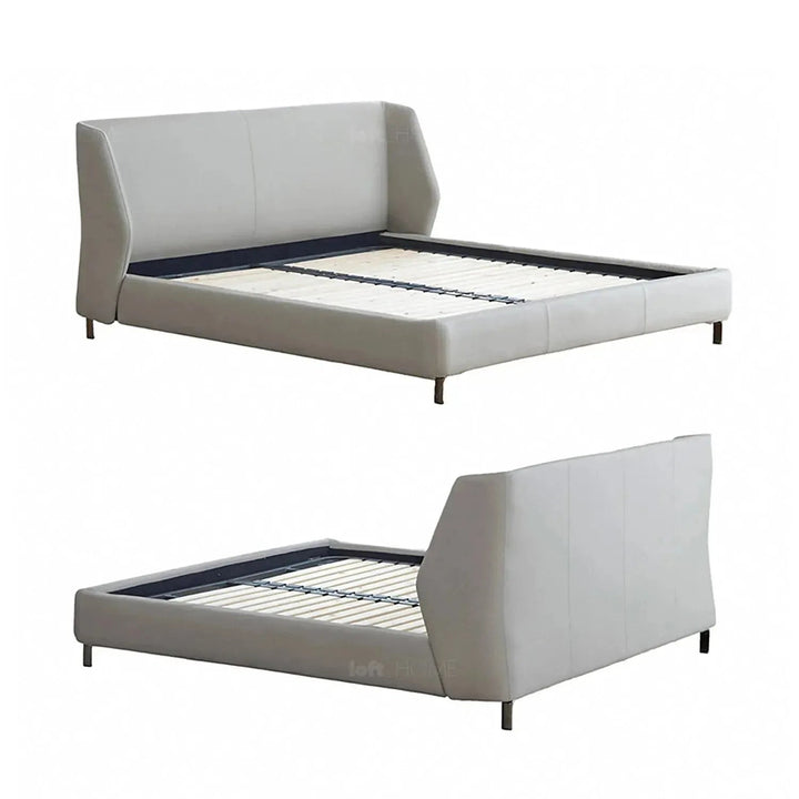 Minimalist fabric bed cygnus in details.