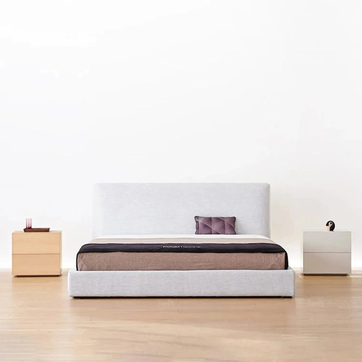 Minimalist fabric bed lines in still life.