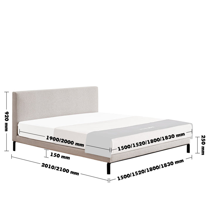 Minimalist fabric bed vem size charts.
