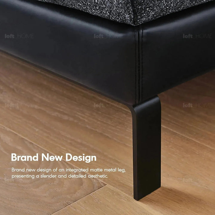 Minimalist fabric bed vem in details.
