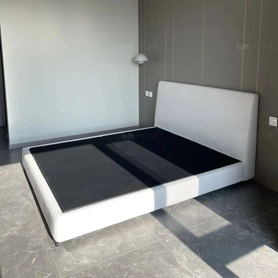 Minimalist fabric bed woods detail 1.