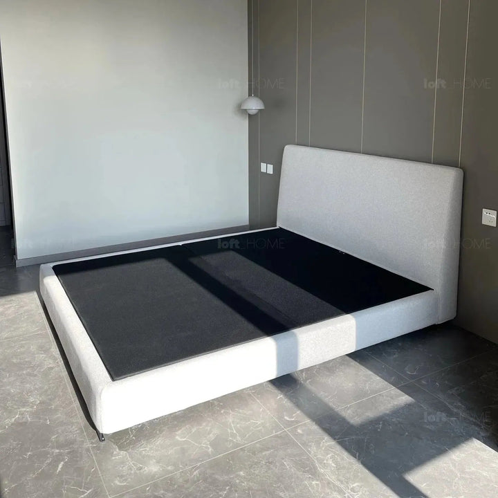 Minimalist fabric bed woods detail 1.