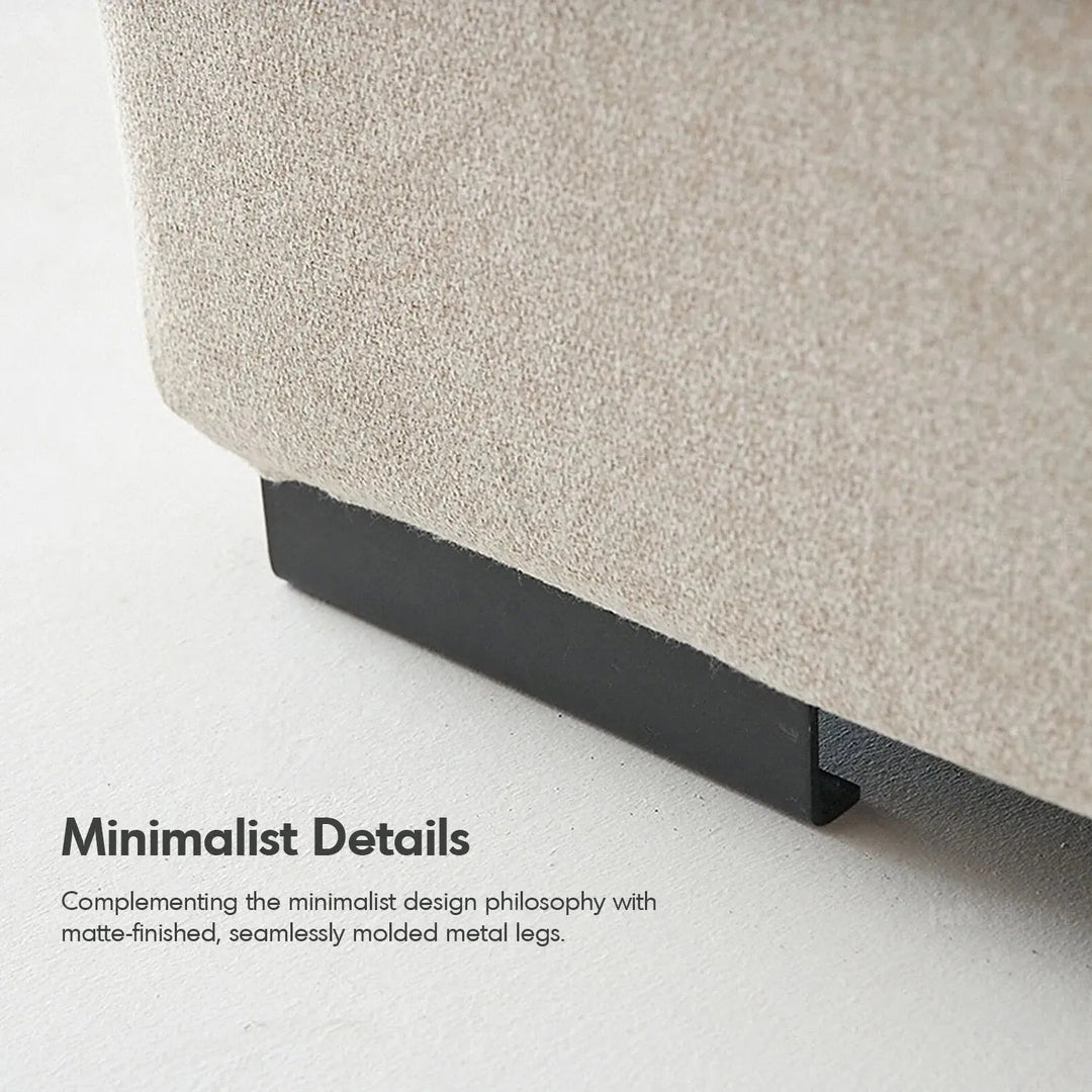 Minimalist fabric bed woods in details.