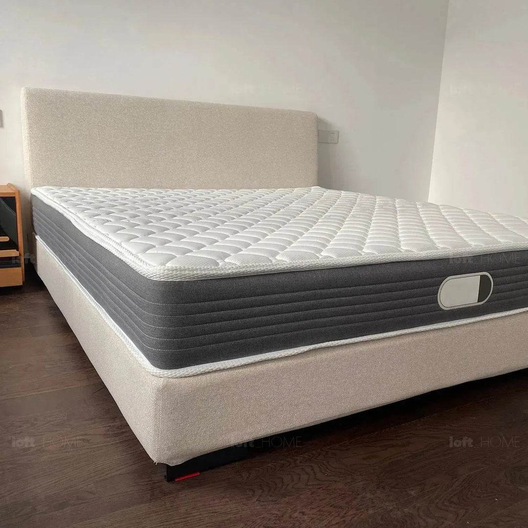 Minimalist fabric bed woods detail 3.