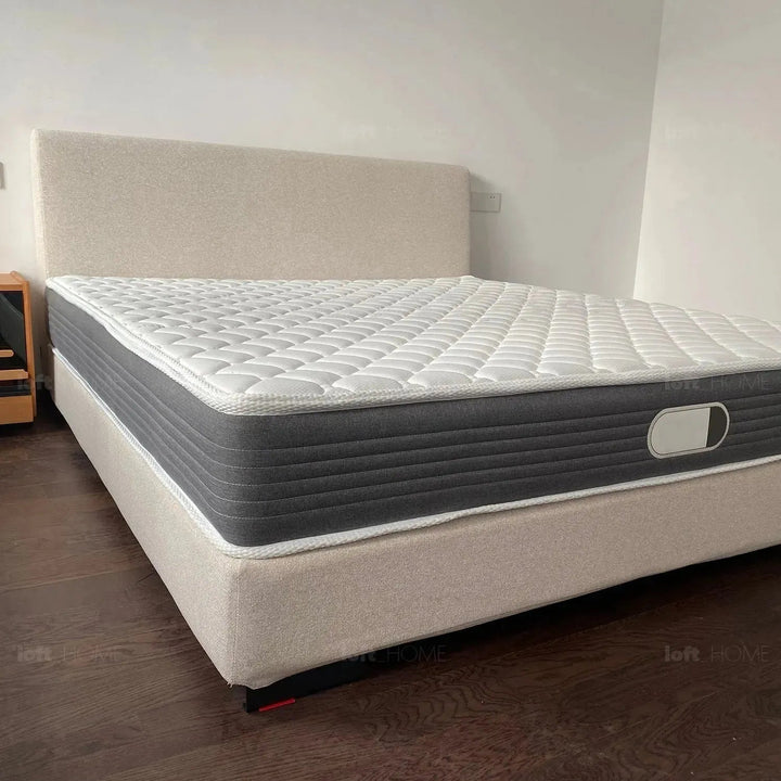 Minimalist fabric bed woods detail 3.