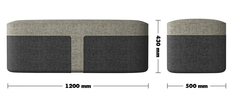 Modern fabric bench bag xl size charts.