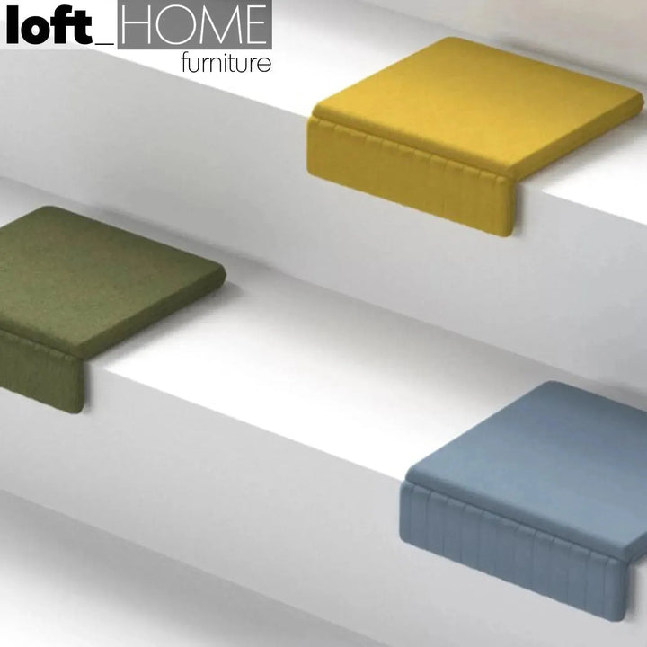 Modern fabric cushion seat tail color swatches.
