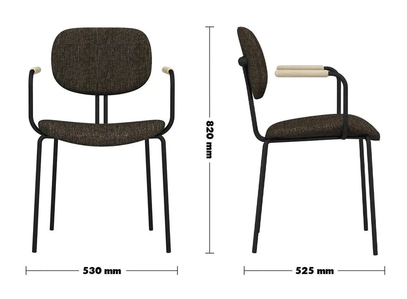 Bauhaus fabric dining chair et arm size charts.