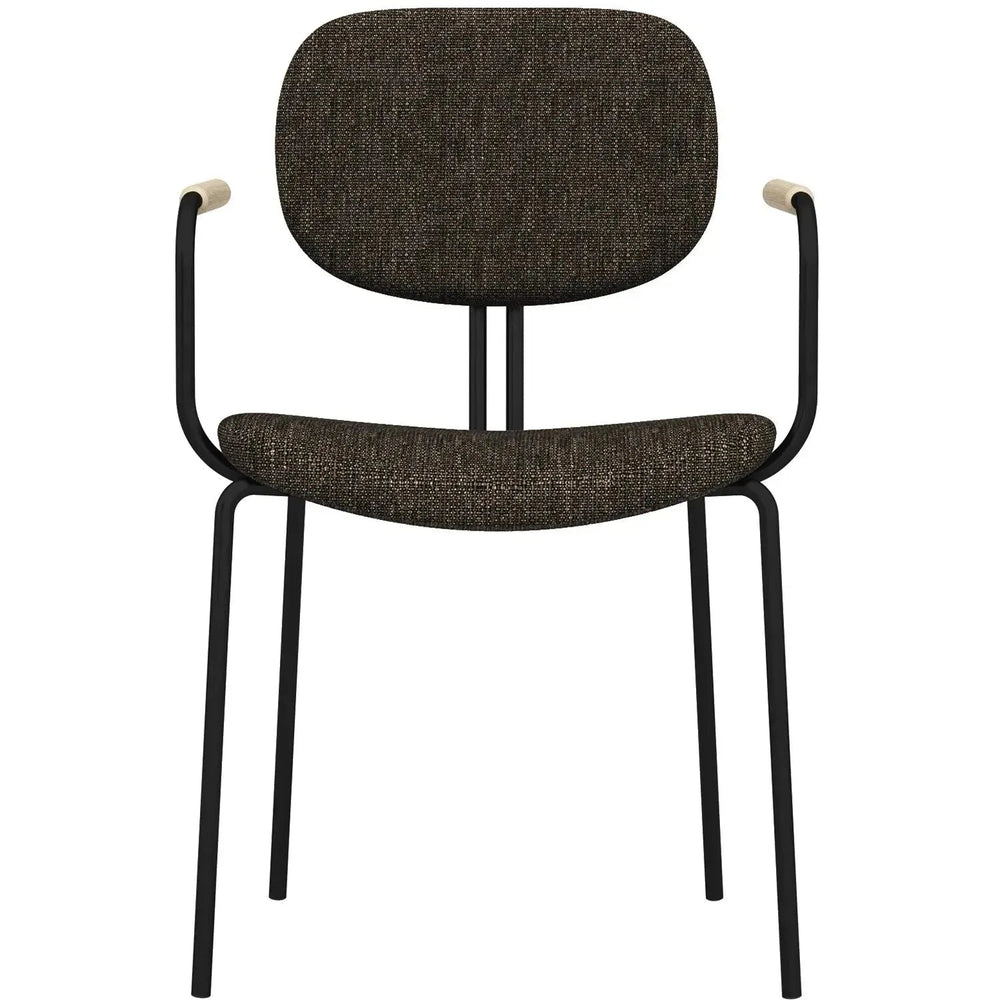 Bauhaus fabric dining chair et arm in white background.