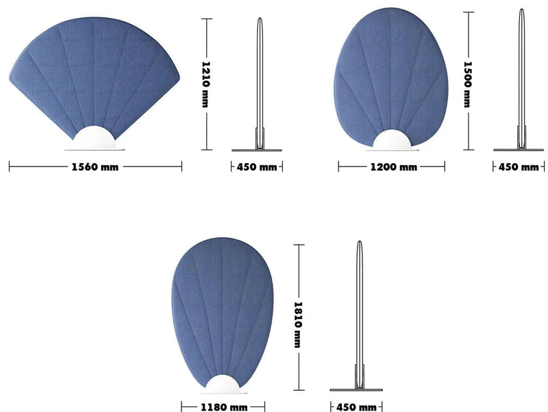 Bauhaus fabric divider fan size charts.