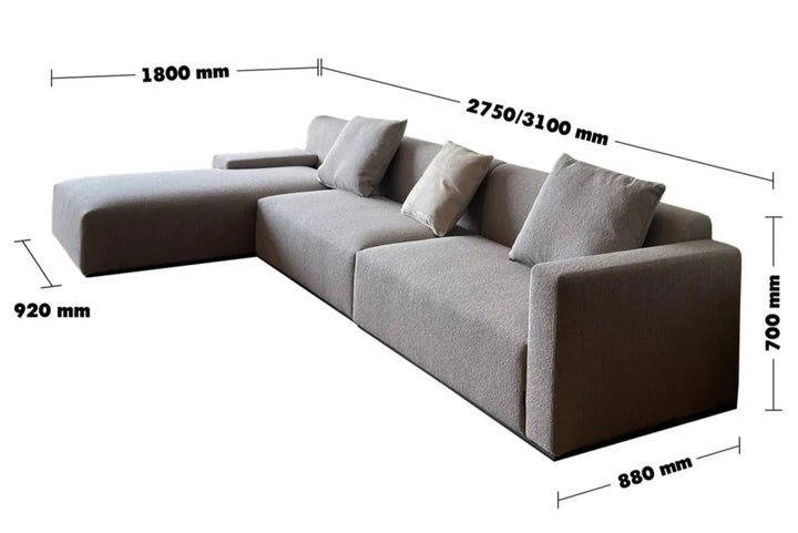 Minimalist Fabric L Shape Sectional Sofa NEMO 2+L