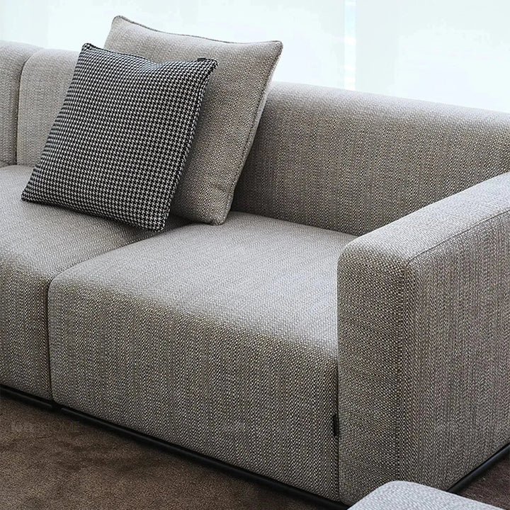 Minimalist fabric l shape sectional sofa nemo 3+l in panoramic view.
