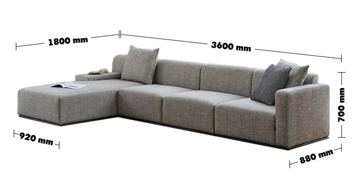 Minimalist Fabric L Shape Sectional Sofa NEMO 3+L