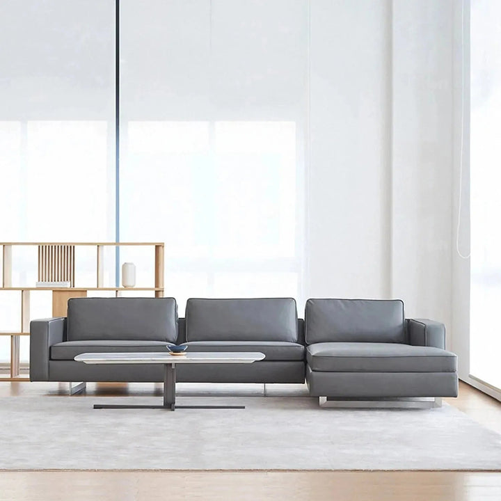 Minimalist fabric l shape sectional sofa vemb 3+l in panoramic view.