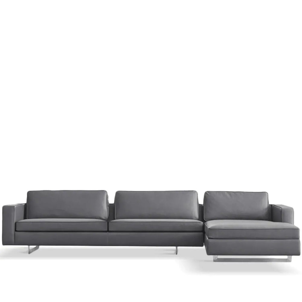 Minimalist fabric l shape sectional sofa vemb 3+l in white background.
