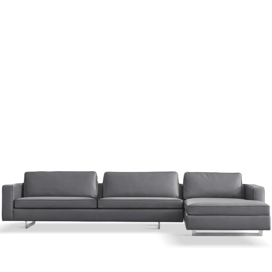 Minimalist fabric l shape sectional sofa vemb 3+l in white background.