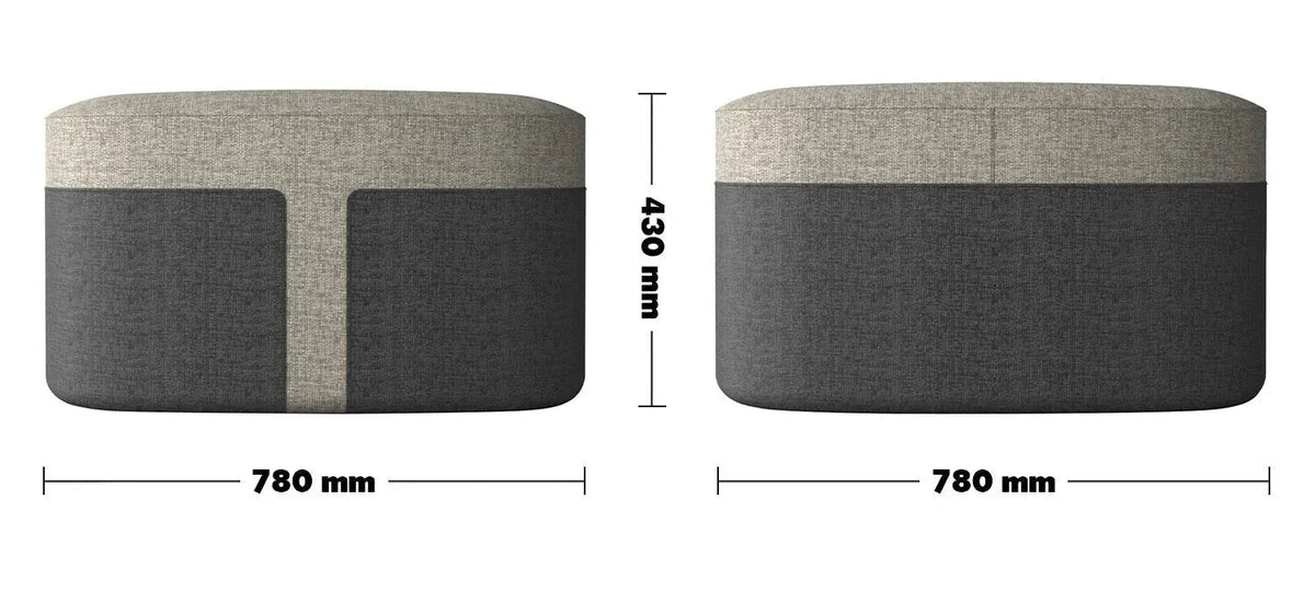 Modern fabric ottoman bag l size charts.
