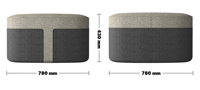 Modern fabric ottoman bag l size charts.