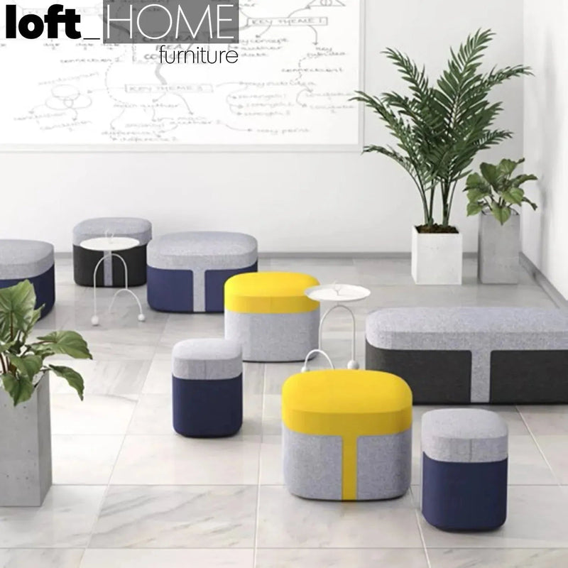 Modern fabric ottoman bag m in details.