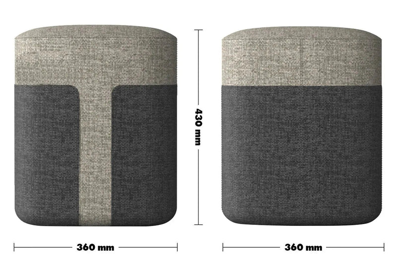 Modern fabric ottoman bag s size charts.