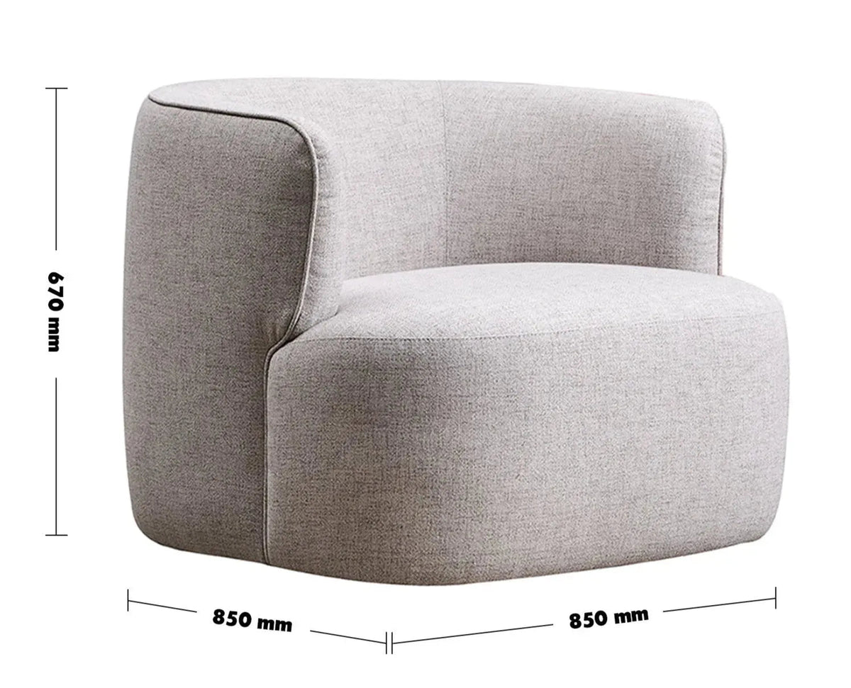 Minimalist Fabric Revolving 1 Seater Sofa HEB Size Chart
