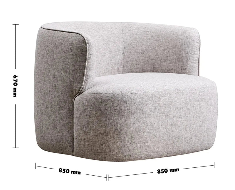 Minimalist Fabric Revolving 1 Seater Sofa HEB Size Chart