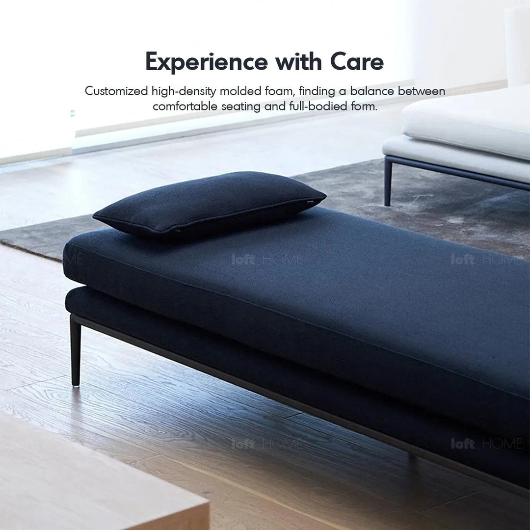 Minimalist fabric sofa bed grace in close up details.